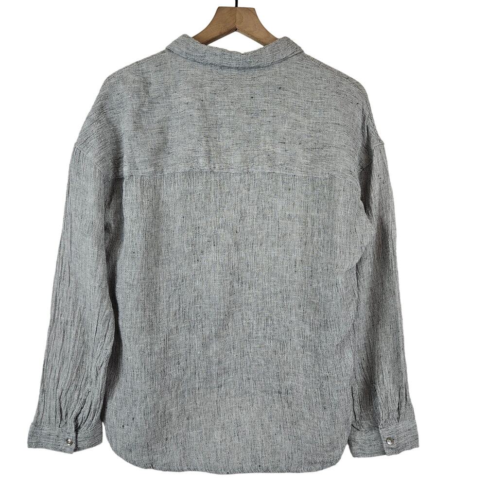 Tahari linen woven boxy button down top, size women's small - Picture 2 of 5